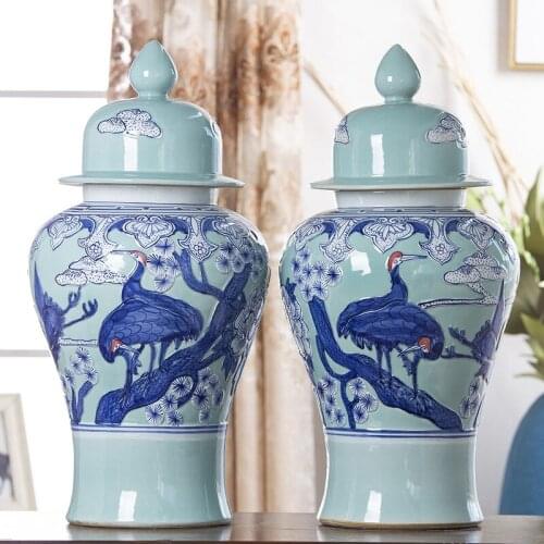 Jingdezhen Porcelain Vase Hotel Office Home Decor ceramic wholesale blue ceramic porcelain ginger jars