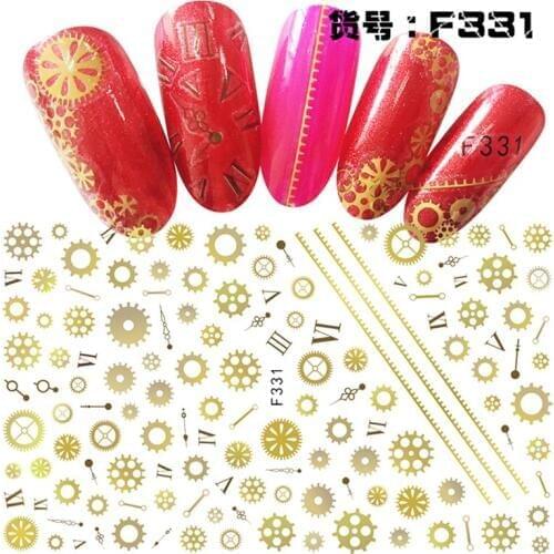 Gearwheel flower creative Thin adhesive decals Nail Art decorations Stickers acrylic beauty nail supplies tools F323-332