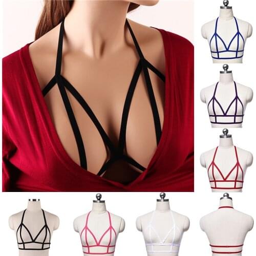 Gothic Erotic Lingerie Body Tight Drawstring Black Puff Bra Beauty Breast Sexy Bra Adjustable Shoulder Straps Carnival Festival