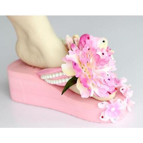 HAHAFLOWER Women Sandals Shoes Girls Flip Flops Beach Slippers With Butterfly Flowers Wedges Cool Platform Sippers