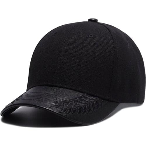 Black Hat With Leather Brim Embroidery Cap For Men And Women Hip Hop Adult Outdoor Casual Sun Fashion Caps Bone