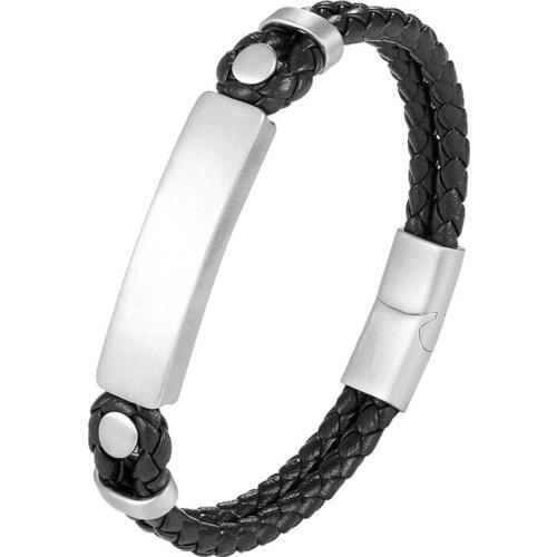 Classic Men Jewelry Leather Bracelet Women Stainless Steel Bracelet Magnetic Clasps Wristband Charm Hand Chain Christmas Present