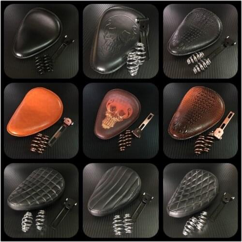 3 inch 3" Leather Motorcycle Sportster Chopper Bobber Custom Solo Spring Bracket Seat