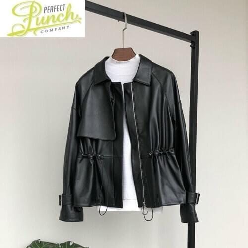 Genuine Jacket Women 2021 100% Sheepskin Coat Red Spring Autumn Motorcycle Womens Leather Jackets Veste Femme 901 KJ