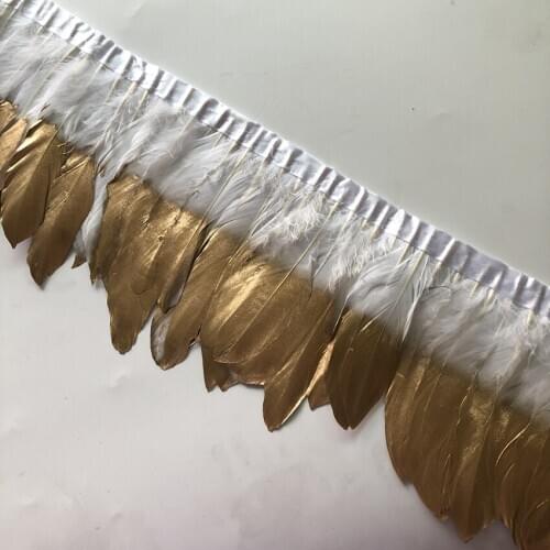 Hot Sale White Goose Feather Trims 4 Meter/Lot Real Geese Feather Fringes Ribbons for Dress Skirt Cloth Belt decorative Clothing