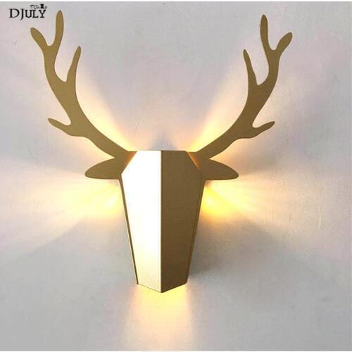 Nordic metal gold antlers led wall lamp for living room hallway luxury bedroom bedside lamps art deco wall sconces light fixture