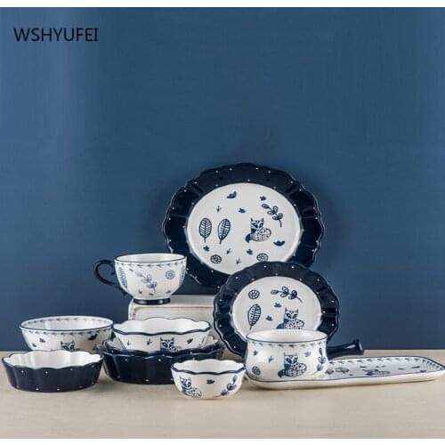 Cute ceramic tableware food smooth and delicate breakfast set exquisite small fresh home oatmeal milk cup dessert salad plate