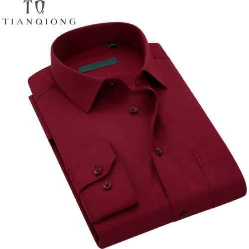 TIAN QIONG Brand Men Long Sleeve Shirts 2020 Spring Solid Color Business Formal Men Dress Shirt Plus Size Male Shirt Chemise 7XL