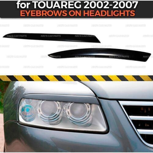 Eyebrows on headlights case for Volkswagen Touareg 2002-2007 ABS plastic cilia eyelash molding decoration car styling tuning