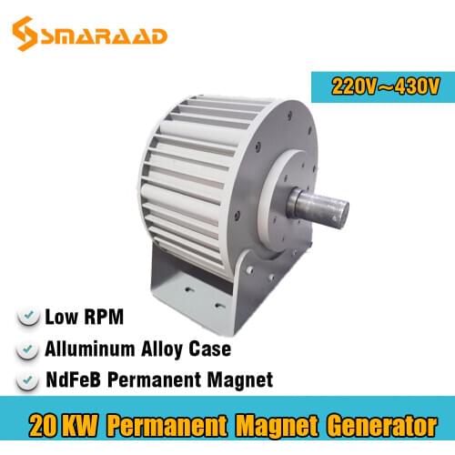 Factory price Low Speed 20kw 220V 380V Gearless Permanent Magnet Generator AC Alternators Use For Wind Turbine Water Turbine