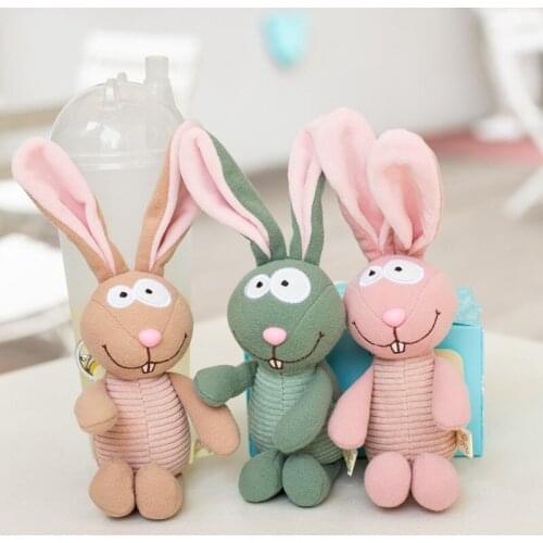 New lifelike cute fevarite 18cm plush soft happy rabbit Long ears panda pendant Keychain kids Exquisite Holiday gift