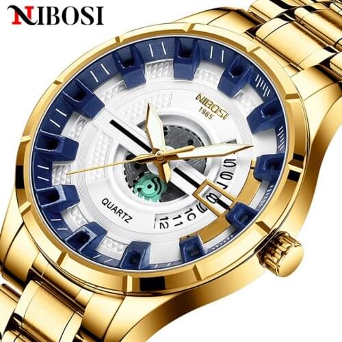 NIBOSI New Fashion Sport Mens Watches Stainless Steel Band Chronograph Luminous Wristwatch Quartz Clock Relogio Masculino