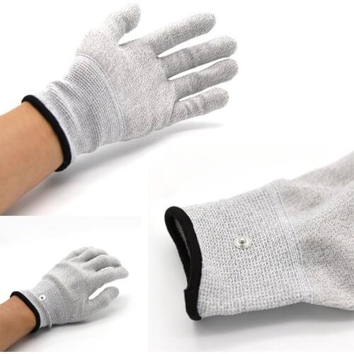 1 Pair Breathable Fiber Electrotherapy Massager Electrode Gloves with Cable Electrode Machine Electrode Gloves for Massage