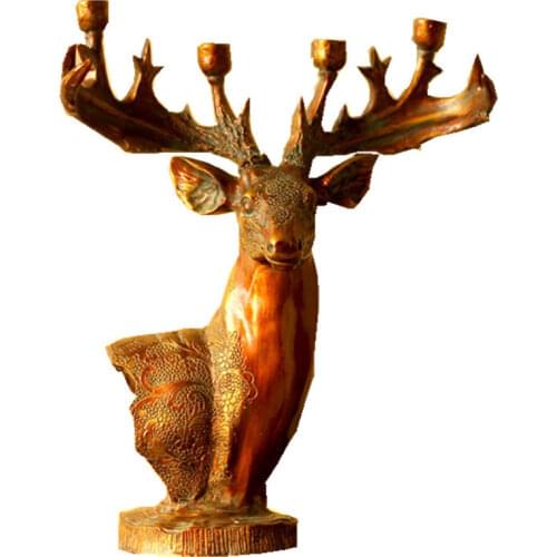 American Deer Reindeer Candle Stand Retro Resin Candle Holders Table Centerpieces Tealight Candelabros Home Furnishings FC333