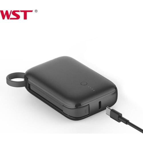 Portable 10000mAh Type-C 18W PD Fast Charge Power Bank with Built in Cable for Mobile Phone