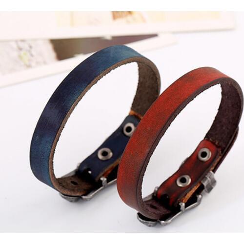 Simple Genuine Leather Bracelets for Women Men Jewelry Punk Skeleton Charm Belt Buckle Mens Wrap Bracelet Skull Male Accessories