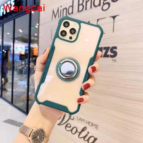 Transparent Acrylic Cover For Xiaomi Mi 11i 10T Lite Pro Poco X3 NFC F3 M3 X2 9T Note 10 CC9 Pro Case Ring Holder Stand Cover