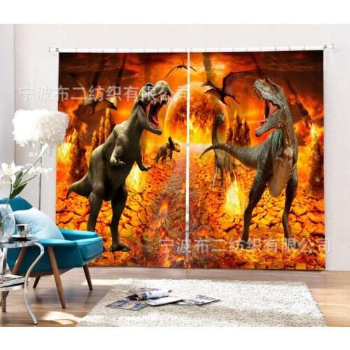 Kids Bedroom Luxury Blackout Dinosaur 3D Window Curtains For Living Room Customized size Drapes Cortina Rideaux Cushion cover