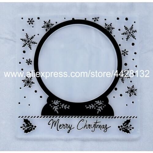 Merry Christmas Snowflake Ball Plastic Embossing Folder For Scrapbook DIY Album Card Tool Plastic Template 10.9x10.9cm 9081659