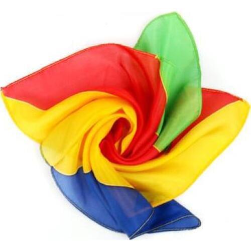 Four-Color Rainbow Stripes Scarf 45X45cm,Silk Cane Magic,Stage Magic Tricks,Fun,Accessories,Illusions,Gimmick