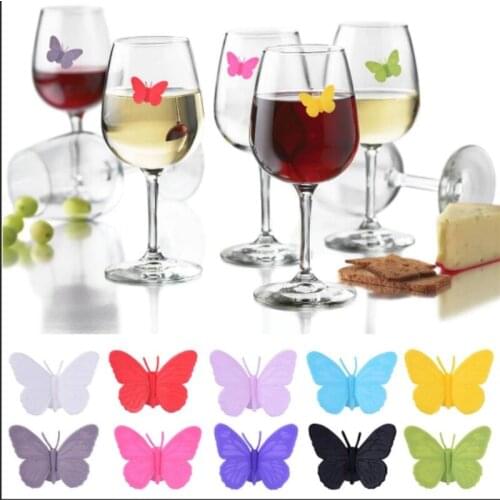 Silicone Markers Reusable Butterfly Animals And Land Animals Drink Charms Wine Identifier For Cocktails Drinking Cup Charms Tool