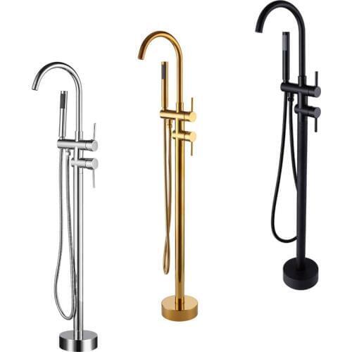 Brushed Gold Floot Stand Bathtub Faucet Black , Polished Gold ,Chrome Bathroom Faucet