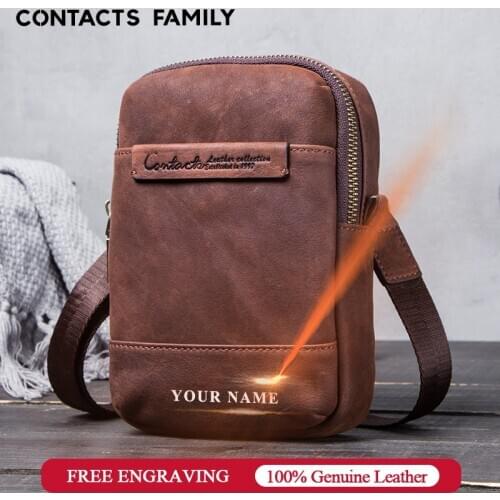 100% Nubuck leather phone bag for iphone 7 8 men waist pack for cell phone shoulder bag travel pouch small crossbody bags bolsas