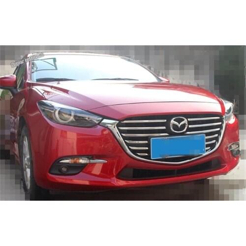 Lapetus Chrome Bright Front Grille Grill Strip Cover Trim For Mazda 3 AXELA Sedan Hatchback 2017 2018 ABS Accessories Exterior