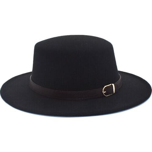 New Fedora Hat Women Winter Autumn Vintage Wide Brim Felt Wool Bowler Hats Man Jazz Hat Black Red Hat P25