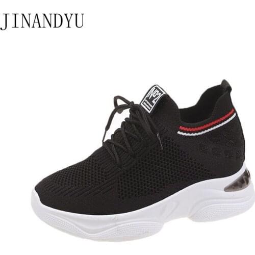 Mesh Wedges Shoes for Women Platform Sneakers Casuales Sport Shoes Woman Breathable Chunky Sneakers Red Black White Chunky Shoes