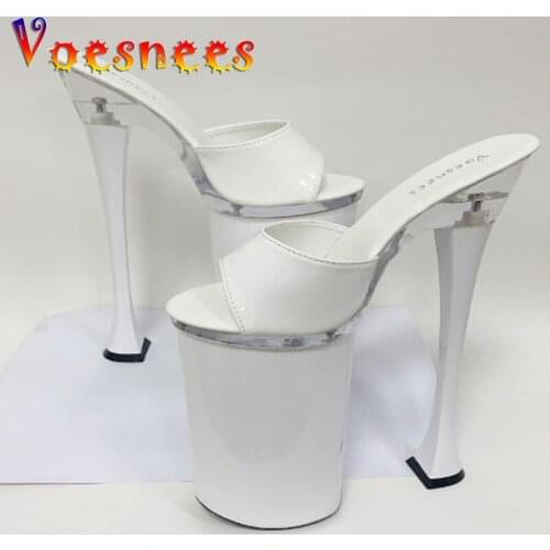 Voesnees Super High Heels 26cm Woman Slippers 2021 Summer New Platform Stiletto Sandals Night Club Walking Show Stripper Shoes