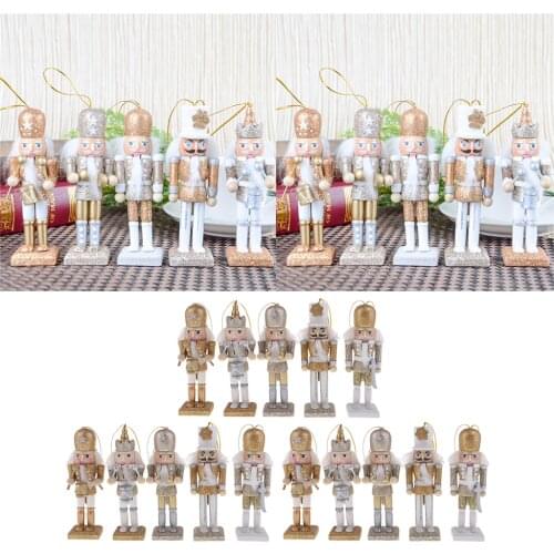 15Pcs 12cm Wooden Nutcracker Solider Figure Model Puppet Doll Handcraft for Children Gifts Christmas Home Office Decor Display