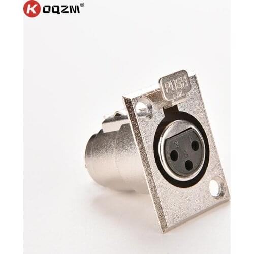 1pc 3Pins XLR Connector Female Jack Socket Panel Mounted Type Chassis Square Shape Metal Housing