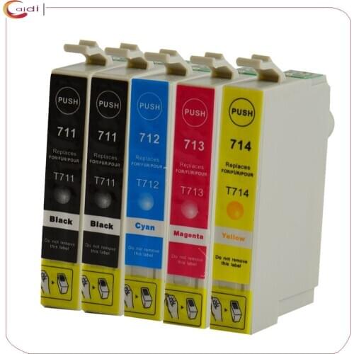 5Pack Compatible T0711 ink cartridge For EPSON Stylus SX515W SX600FW SX610FW BX600FW BX610FW DX6000 DX6050 DX7000F printer