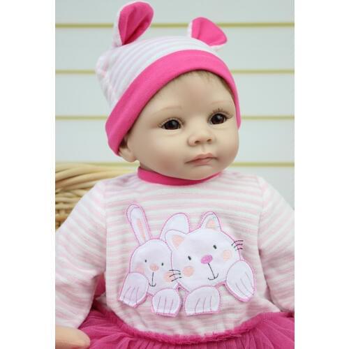 55cm 22 Inch Reborn Baby Dolls Silicone Vinyl Dolls Handmade Realistic Lovely Baby Gift Christmas New Year Birthday Present