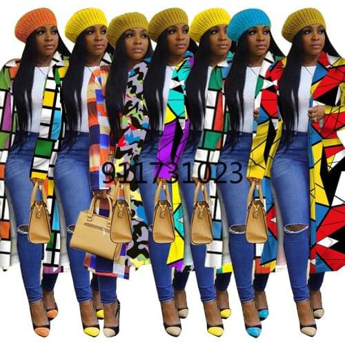 African Clothes for Women 2021 Spring African Women Long Sleeve Printing Plus Sie Long Shirt Dress S-5XL