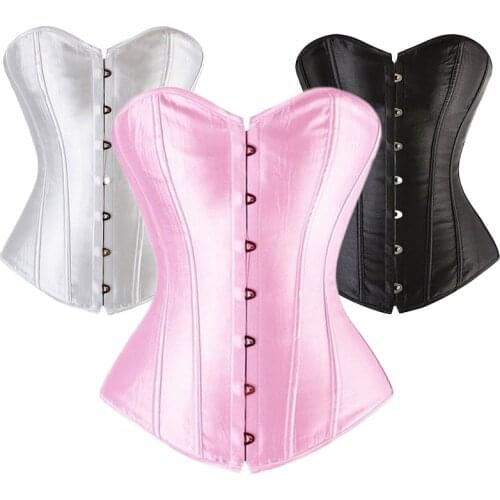 Beciezet Pink Corsets and Bustiers Tops Womens Victorian Beauty Corset Bodice Modeler Vintage Satin White Corset