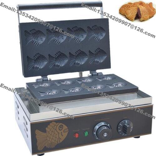 Free Shipping Commercial Use Nonstick 110v 220v Electric 8pcs Mini Fish Waffle Taiyaki Iron Baker Machine Maker Mold Plate