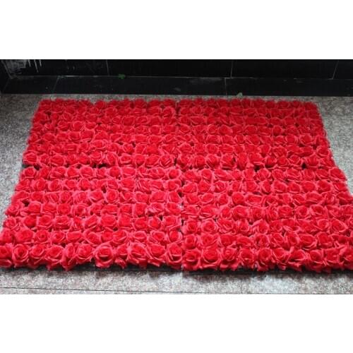 Free Shipping by EMS 60*40cm hot red Artificial silk rose flower wall wedding background lawn flower home market decoration