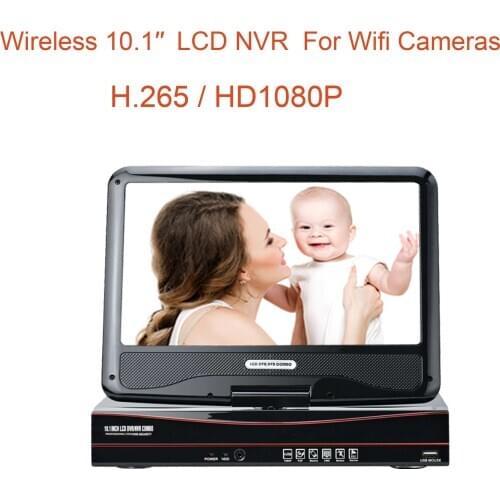 8CH H.265 HD1080P wireless lcdNVR recorder for wirelss cctv camera system add more wifi audio cctv cameras on this NVR recorder