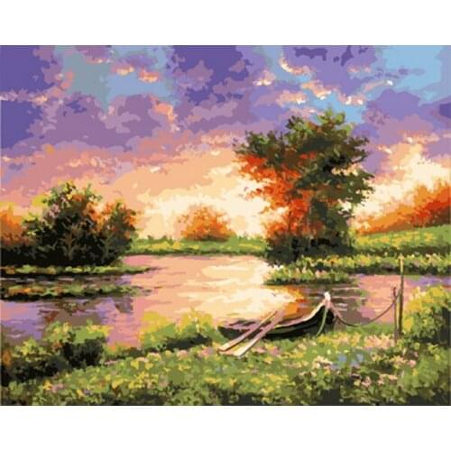 Frameless diy painting by numbers picture by numbers for home decor PBN for living room 4050cm boat