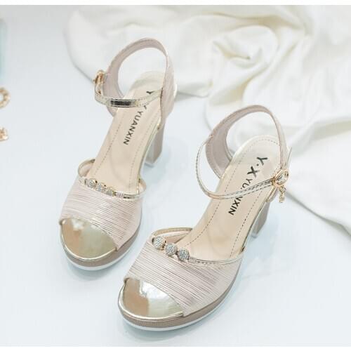 Sexy Summer Ladies Sandals Buckle Strap Bohemian Sandals for Women Shoes Woman Square High Heels Bling Plus Size Platform Shoes