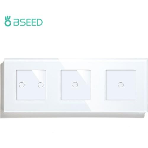 BSEED EU Standard 2Gang 1Gang 1Gang 1Way Wall Touch Sensor Switch Black White Golden Glass Panel Led Light Switch