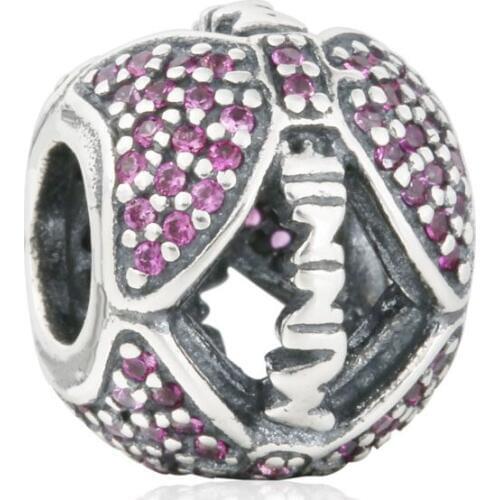 New Red CZ Micro Pave Minnie Bow Letter Charm Beads For Jewelry Making Original 925 Sterling Silver Fit Pandora Bracelet DIY