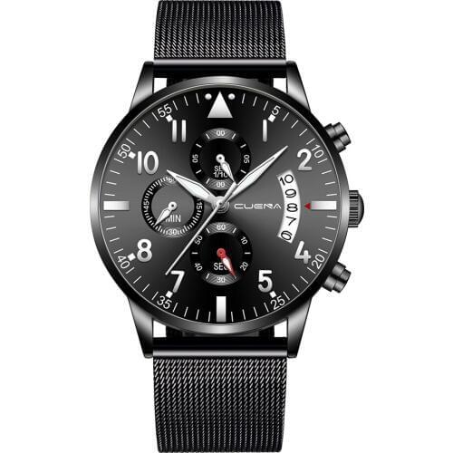 New Men Watch Top Brand CUENA Luxury Business Quartz Wristwatch Men All Steel Waterproof Sport Watches Chronograph Montre Homme