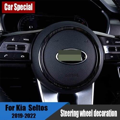 For Kia Seltos KX3 2019-2022 steering wheel cover decoration shiny stainless steel sticker modification upgrade