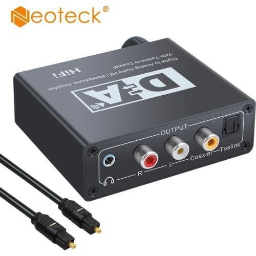 Neoteck DAC Digtial To Analog Audio Converter Adapter Coaxial Or Toslink Digital Audio Signals To Analog L/R 3.5mm For HDTV PS3