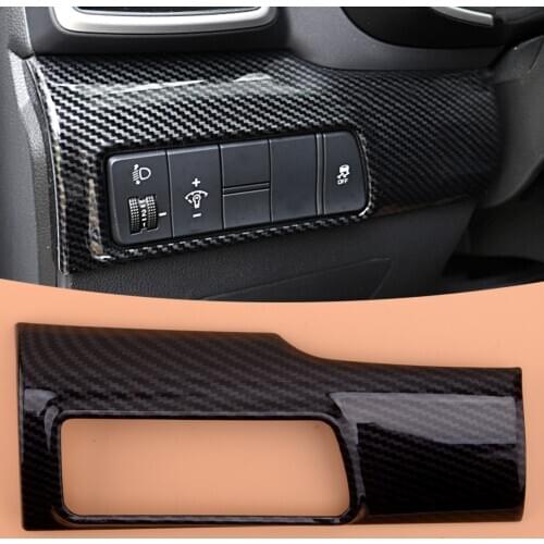 Beler Carbon Fiber Style Headlight Switch Frame Cover Trim Fit for Hyundai Tucson 2015 2016 2017 2018 2019