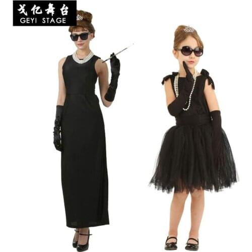 Holly skirt Halloween stage performance clothing Western European lady skirt movie character clothing parent-child black dress