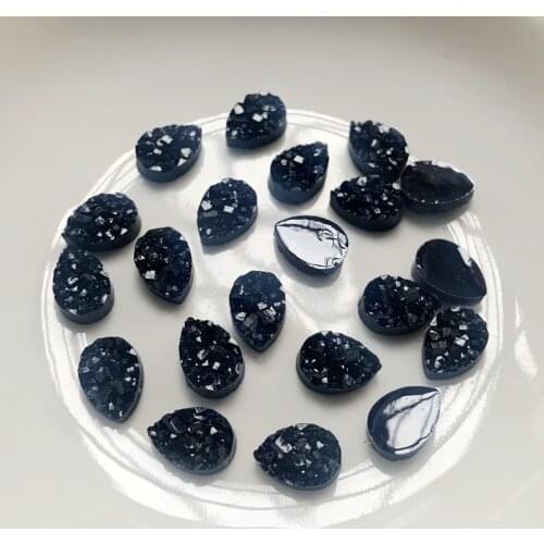 100pcs 7*10mm Tear drop ore Druzy Natural Stone Flat back Resin Surface irregularity Cabochons Jewelry Accessories Supplies